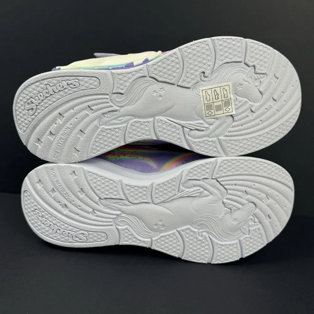 Skechers S Lights Unicorn Chaser Kids Size 12 Lavender Light Up Sneakers New
